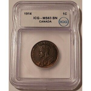 Canada George V 1914 Large Cent MS63 BN ICG